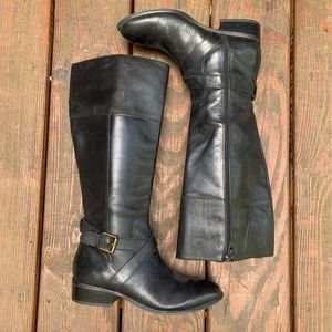 LRL Ralph Lauren Womens Maryann Riding Boots Black Knee High Zip Leather 6 B